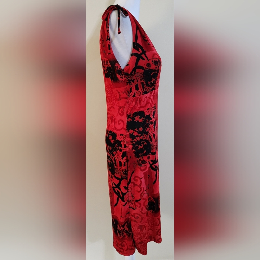 VINTAGE RARE Venus Red and Black V-neck Slip-on Dress Women's Size L - Picture 3 of 8